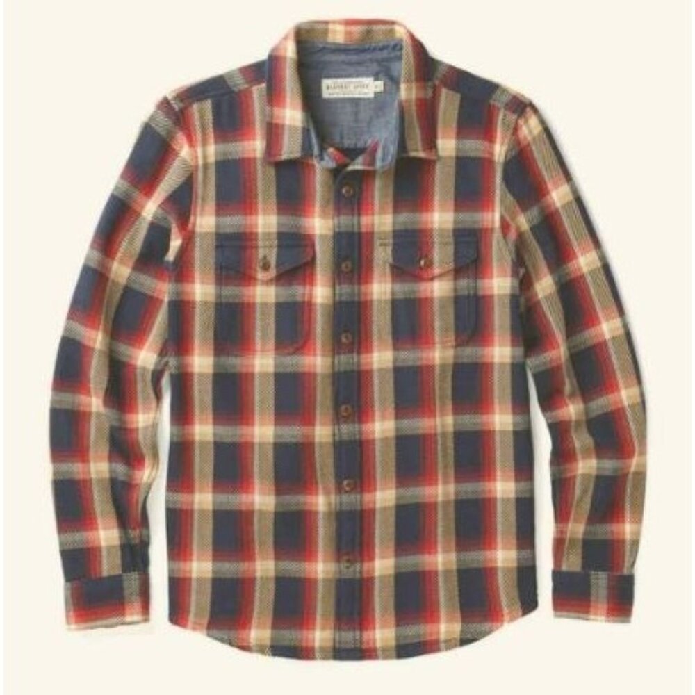 Outerknown Blanket Shirt Marine Nostalgic Plaid Long sleeves button up shirt XS